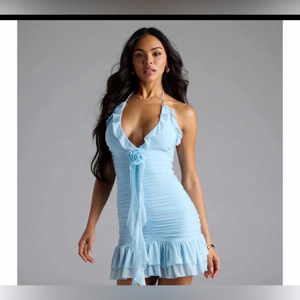 Windsor ruffle mini dress